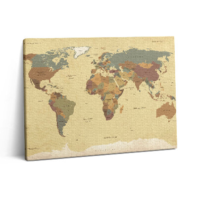 Obraz z fotografie na plátně 80x60 cm Mapa světa ve vintage stylu