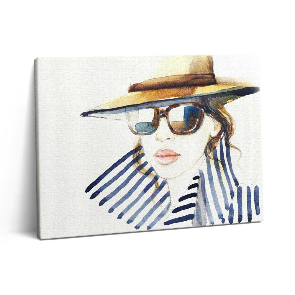 Obraz canvas 80x60 cm Akvarel - žena s brýlemi