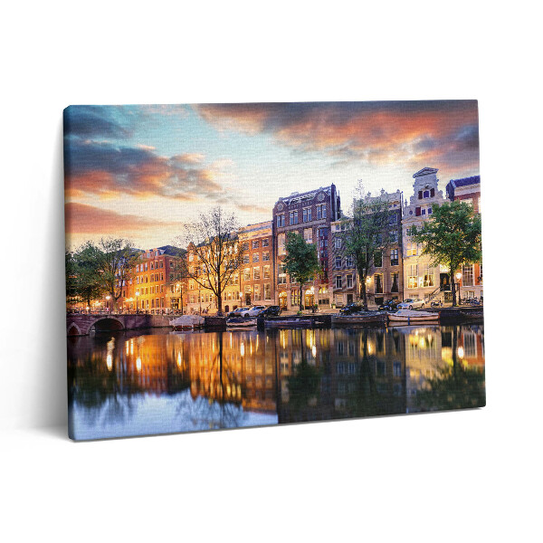 Obraz canvas 80x60 cm Domy Amsterdam Nizozemsko