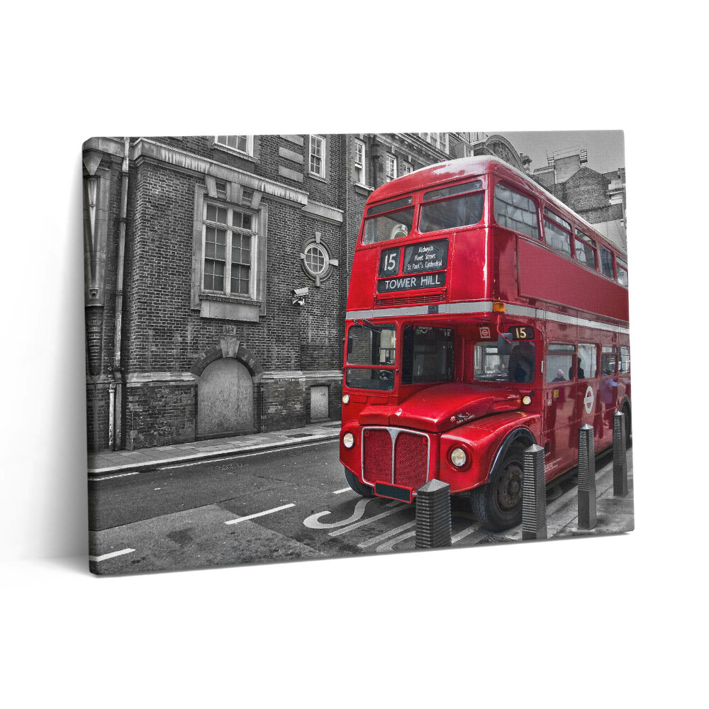 Obraz z fotografie na plátně 80x60 cm Červený dvoupatrový autobus