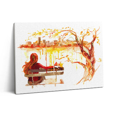 Obraz canvas 80x60 cm Podzimní krajina - žena