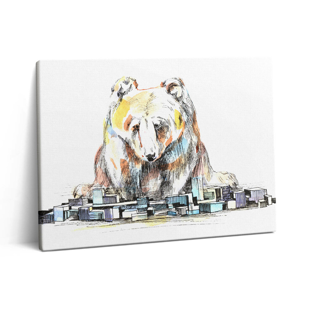 Obraz canvas 80x60 cm Medvěd a abstraktní město