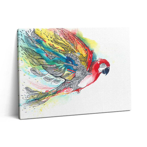 Obraz na plátně 80x60 cm Akvarel barevný papoušek v letu