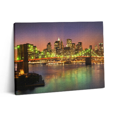 Obraz z fotografie na plátně 80x60 cm Brooklynský most v noci