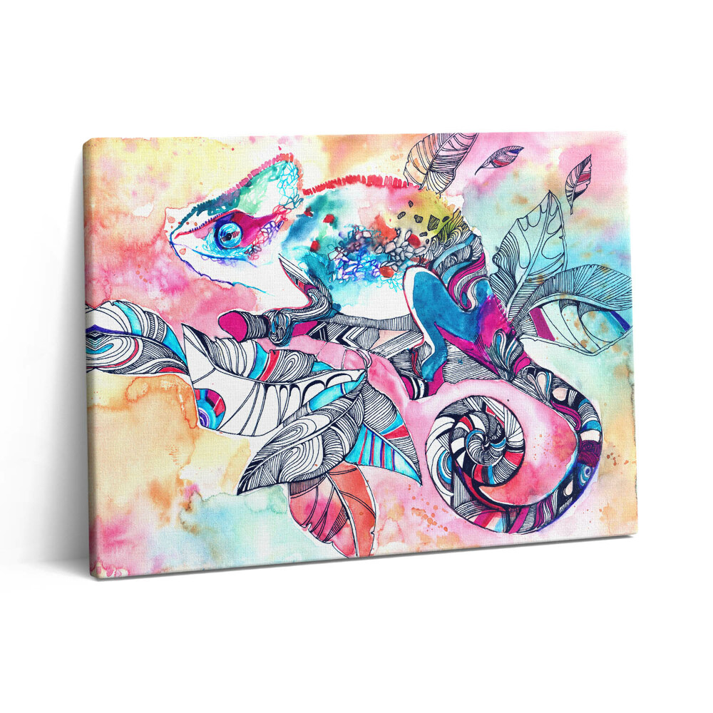 Obraz canvas 80x60 cm Chameleon na větvi