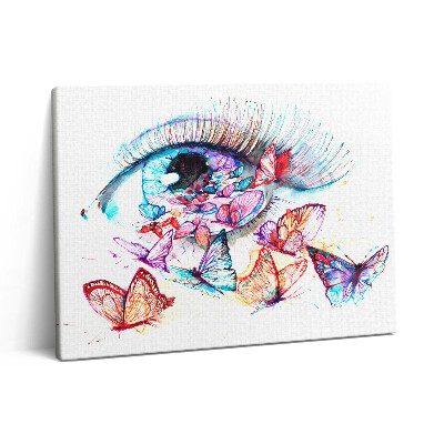 Obraz na plátně 80x60 cm Barevné malované oči a motýli