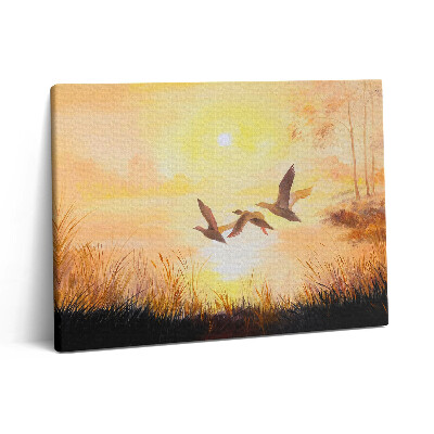 Obraz na plátně 80x60 cm Jeřábi při západu slunce