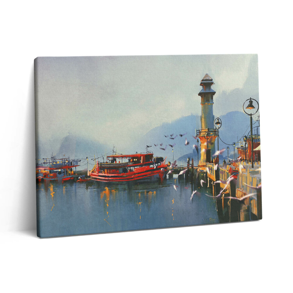 Obraz canvas 80x60 cm Rybářská loď v přístavu