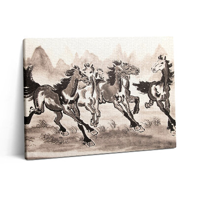 Obraz canvas 80x60 cm Cválající koně