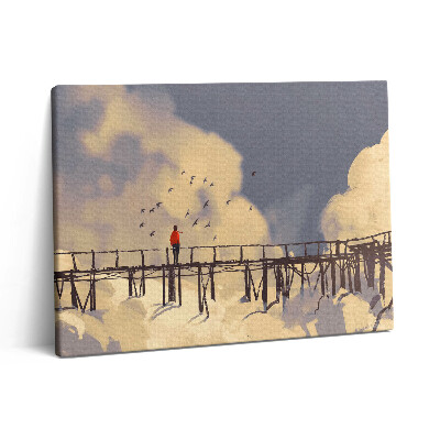 Obraz z fotografie na plátně 80x60 cm Muž na starém mostě