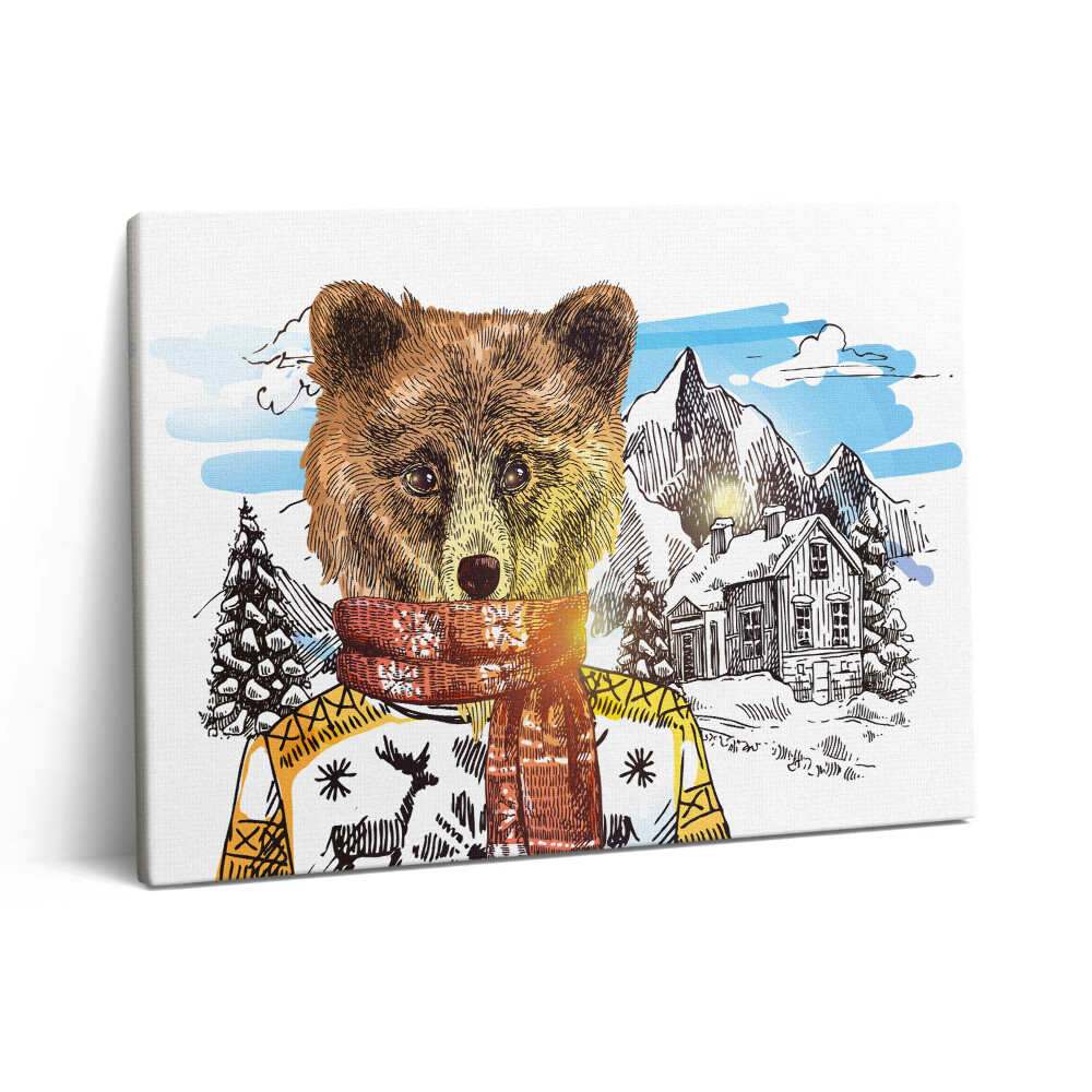 Obraz z fotografie na plátně 80x60 cm Medvěd v šále