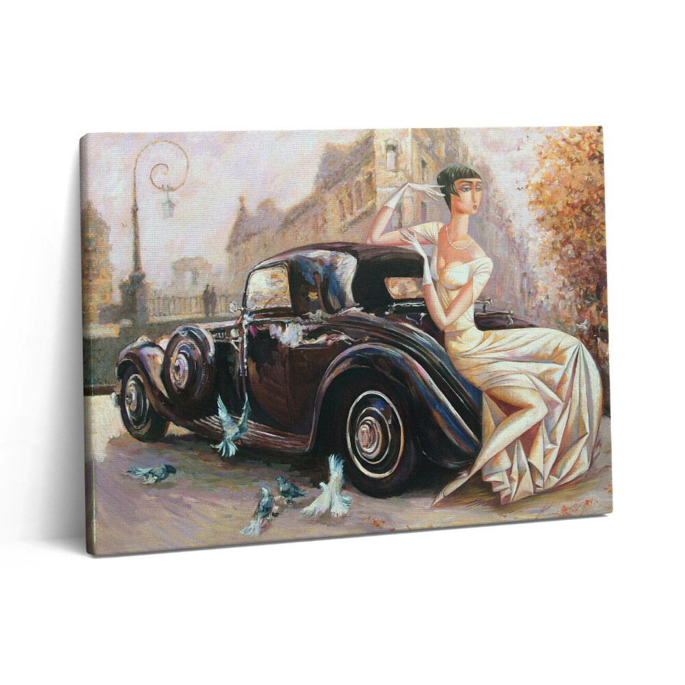 Obraz z fotografie na plátně 80x60 cm Žena v retro stylu