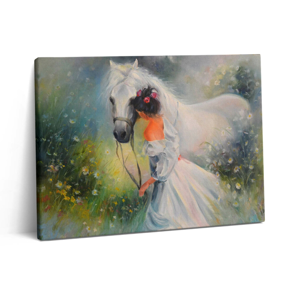 Obraz z fotografie na plátně 80x60 cm Krásná žena s koněm