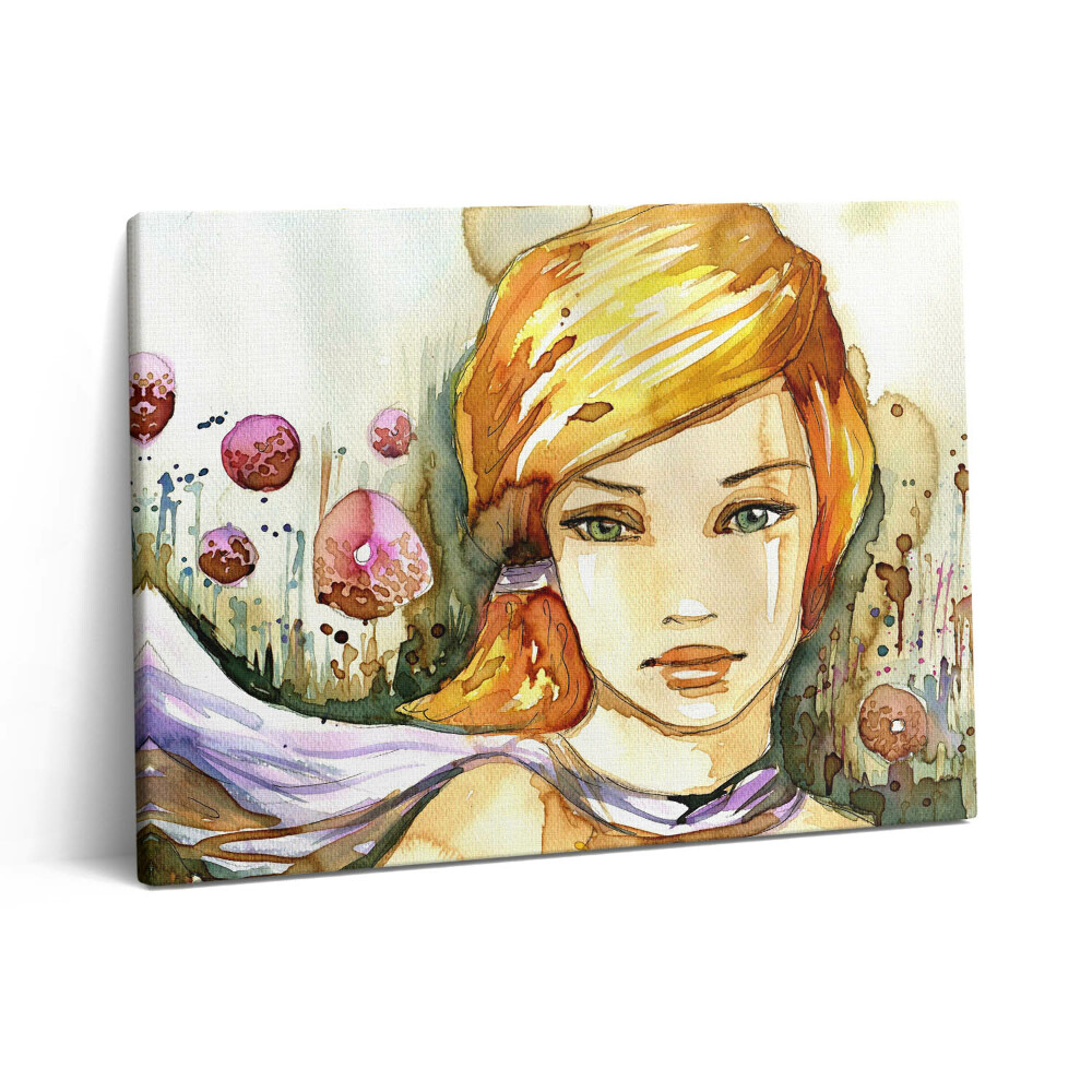 Obraz canvas 80x60 cm Akvarel ženy a koblihy