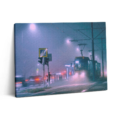 Obraz canvas 80x60 cm Varšava v noční mlze