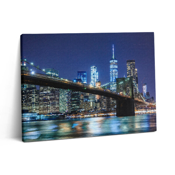 Obraz na plátně 80x60 cm Brooklynský most v New Yorku v noci