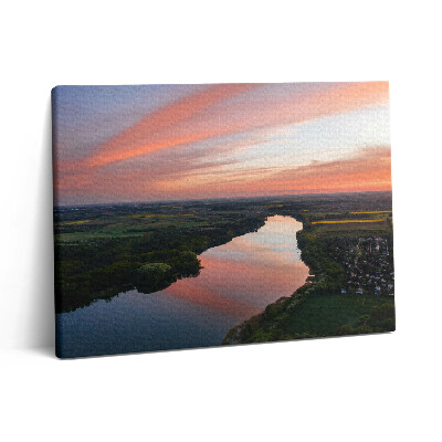 Obraz z fotografie na plátně 80x60 cm Letecký pohled na jezero