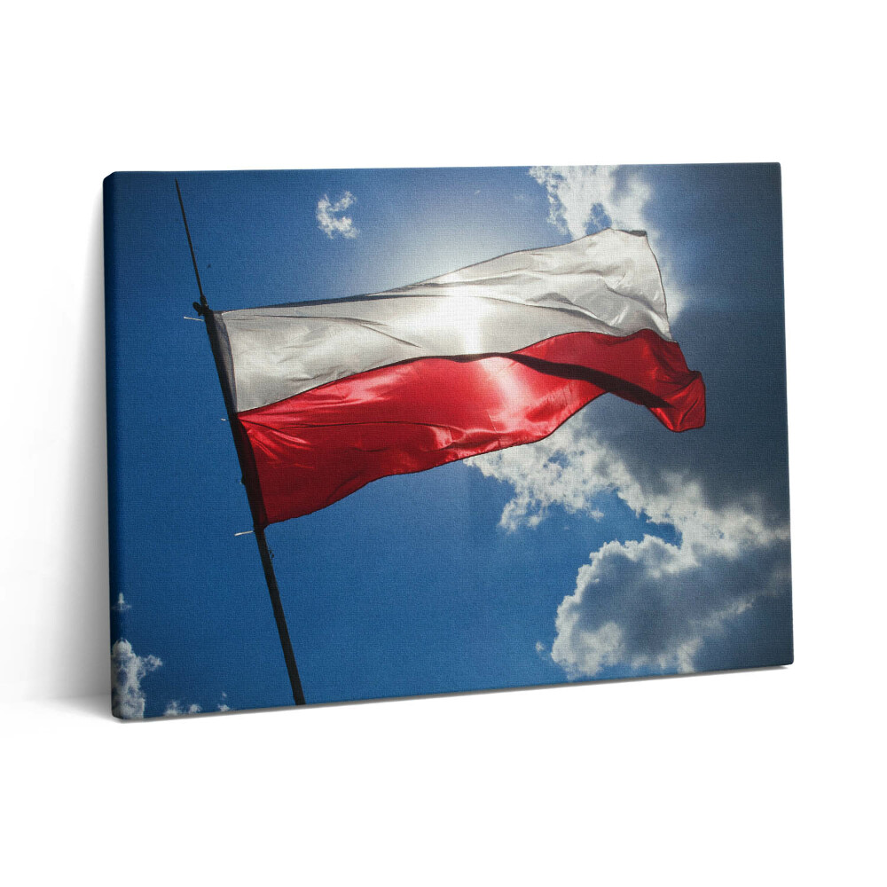 Obraz z fotografie na plátně 80x60 cm Polská vlajka na obloze