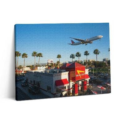 Obraz z fotografie na plátně 80x60 cm Letadlo startující z Los Angeles