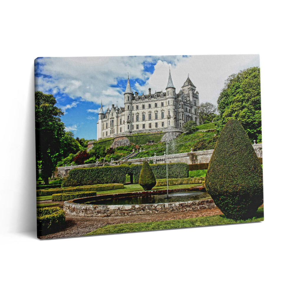 Obraz z fotografie na plátně 80x60 cm Hrad a zahrada ve Skotsku