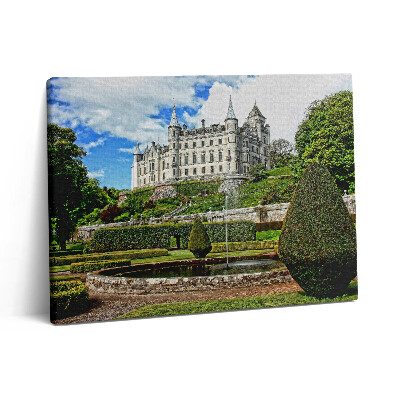 Obraz z fotografie na plátně 80x60 cm Hrad a zahrada ve Skotsku