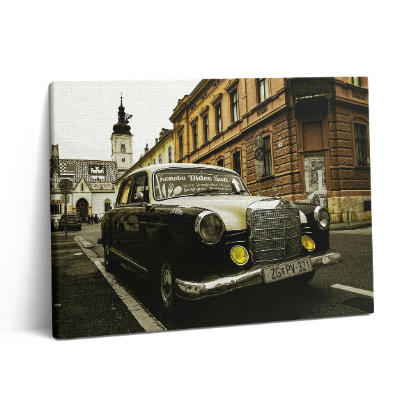 Obraz z fotografie na plátně 80x60 cm Starý mercedes ze Záhřebu