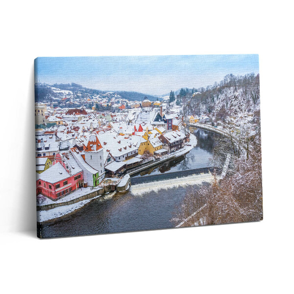 Obraz na plátně 80x60 cm Panorama Krumlova v zimě