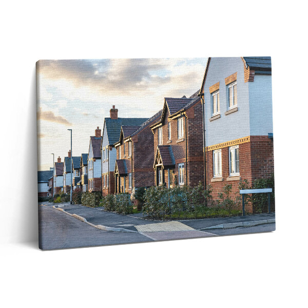 Obraz z fotografie na plátně 80x60 cm Domy v Anglii při západu slunce