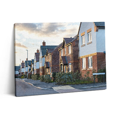 Obraz z fotografie na plátně 80x60 cm Domy v Anglii při západu slunce