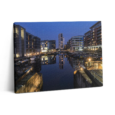 Obraz na plátně 80x60 cm Město Leeds je v noci osvětlené