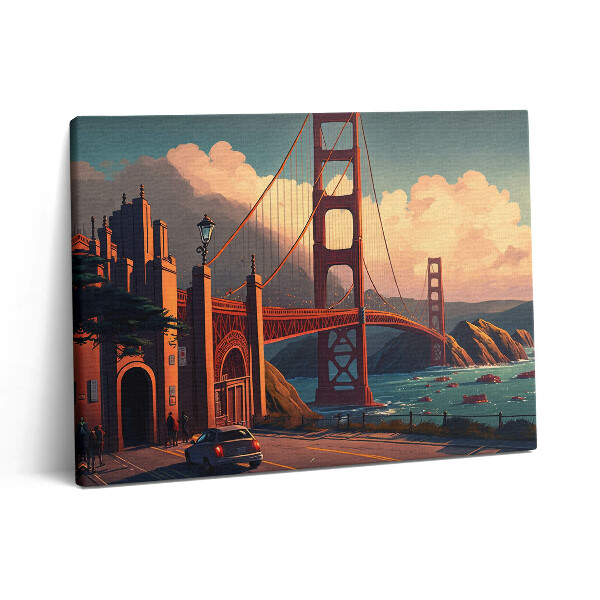 Obraz canvas 80x60 cm Ilustrace mostu v San Franciscu