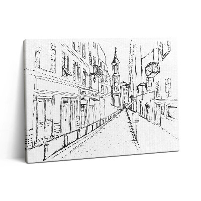 Obraz z fotografie na plátně 80x60 cm Kresba města Provence