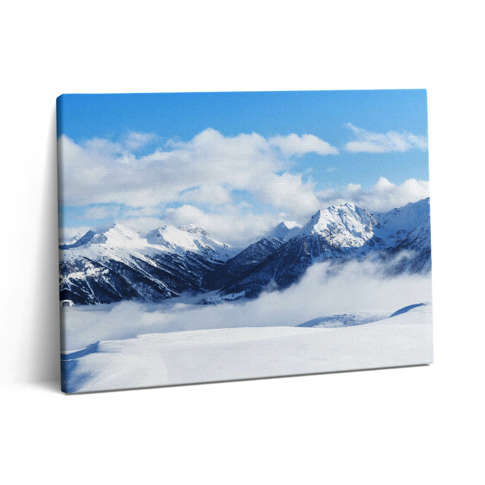 Obraz z fotografie na plátně 80x60 cm Panorama zimních hor francouzských Alp