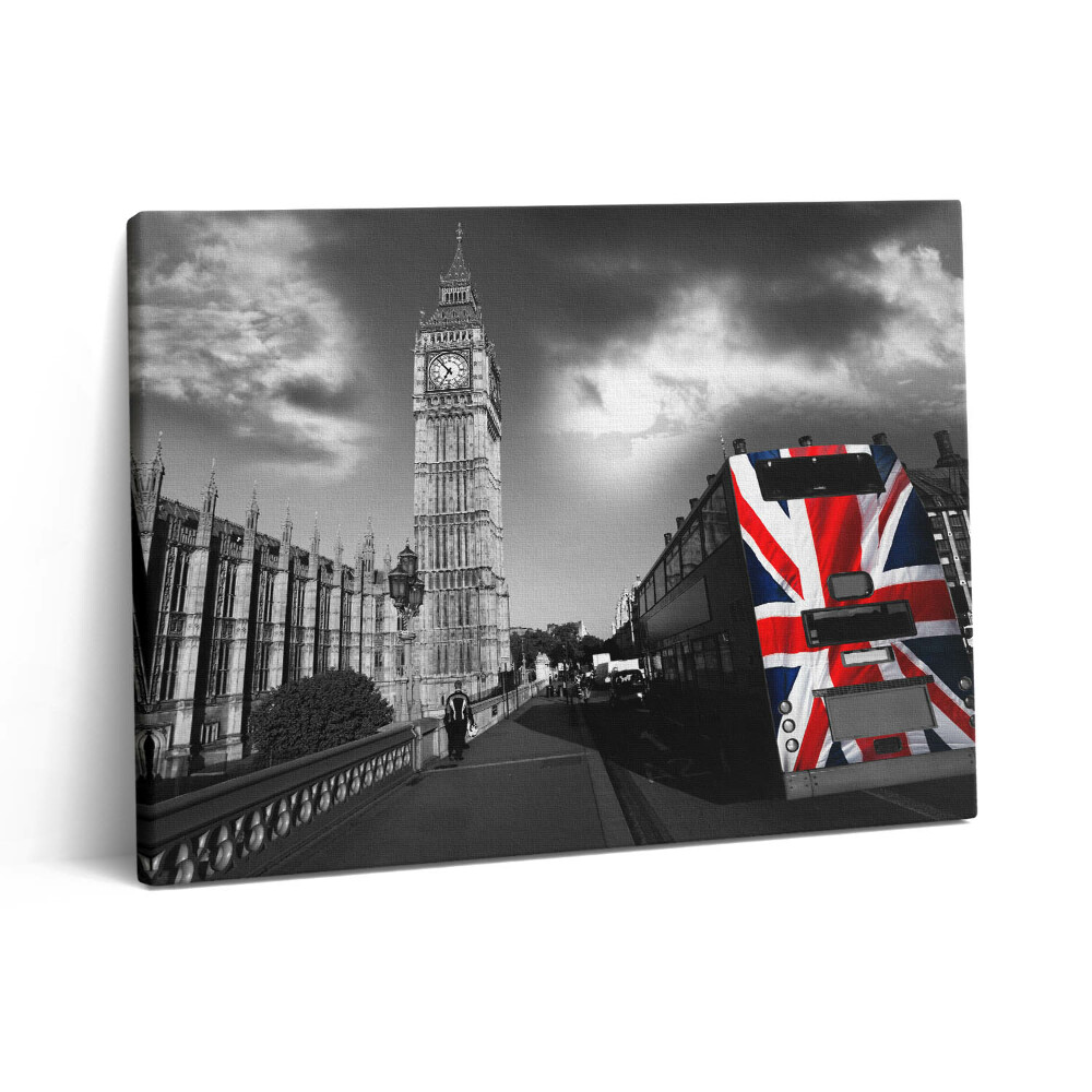 Obraz z fotografie na plátně 80x60 cm Big Ben a londýnský autobus