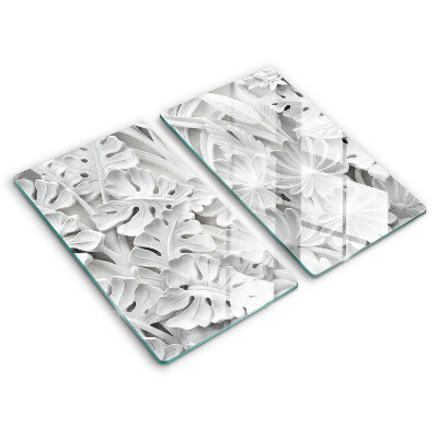 Deska za sporák 2 sztuki Bílé květy