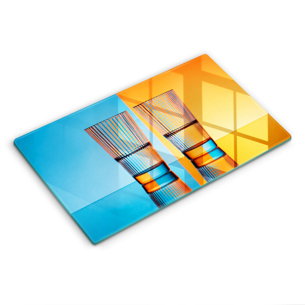 Skleněná deska za sporák Dvě sklenice vody