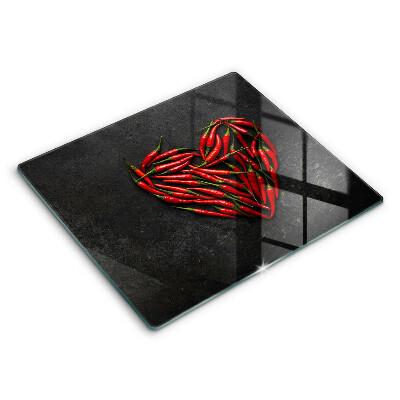 Kryt na indukční desku 60x52 cm Srdce chilli papriček