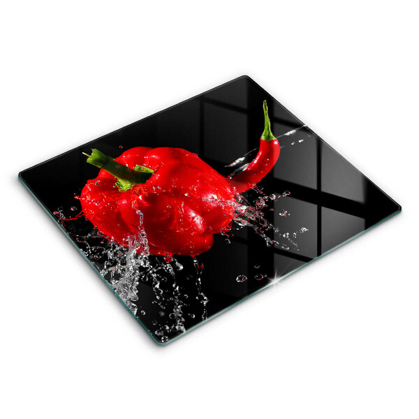 Ochranná deska za sporák 60x52 cm Červené papriky ve vodě