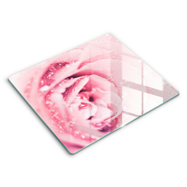Kryt na sklokeramickou desku 60x52 cm Kapky rosy a květ růže