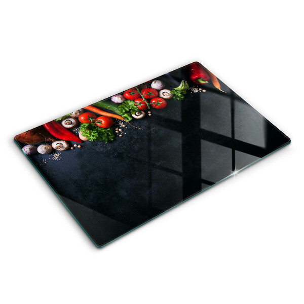 Skleněná deska za plynový sporák 80x52 cm Barevná zelenina