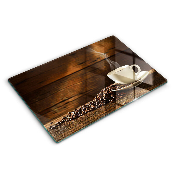 Kryt na indukční desku 80x52 cm Dřevěný šálek na kávu