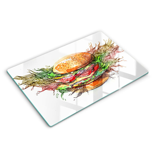 Sklo za sporák 80x52 cm Kresba hamburgeru