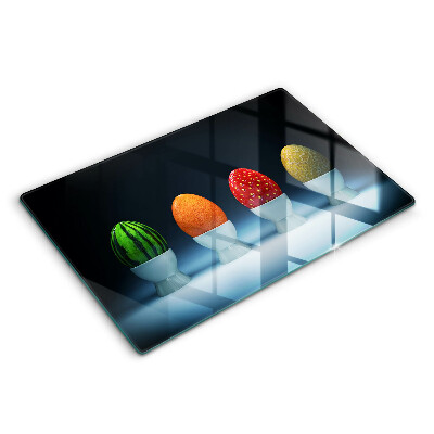 Skleněná deska za plynový sporák 80x52 cm Abstraktní ovoce vejce