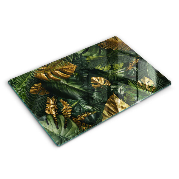 Kryt na indukční desku 80x52 cm Zlaté listy monstery