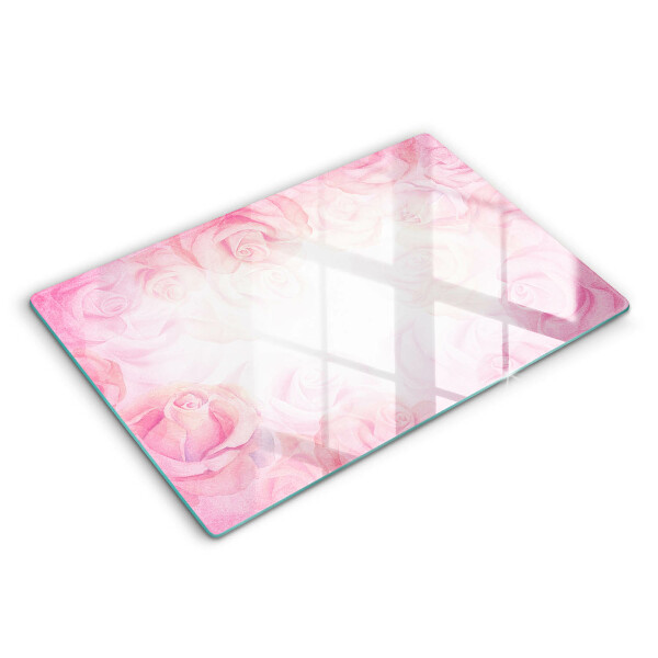 Skleněná deska za plynový sporák 80x52 cm Pozadí jemné růže