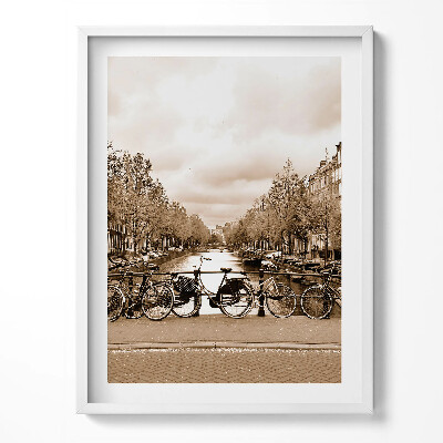 Obraz v rámu Pohled na Amsterdam s jízdními koly