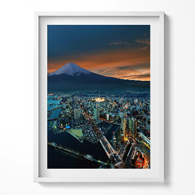 Obraz v rámu Pohled na Tokio a horu Fudži