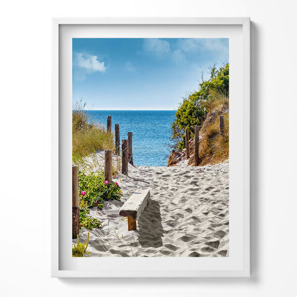 Obraz v rámu Písečná cesta na pláž a moře