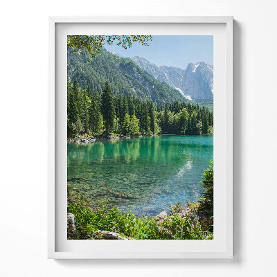 Obraz v rámu Horská krajina jezera v lese