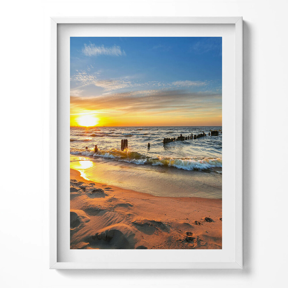 Obraz v rámu Východ slunce nad mořem